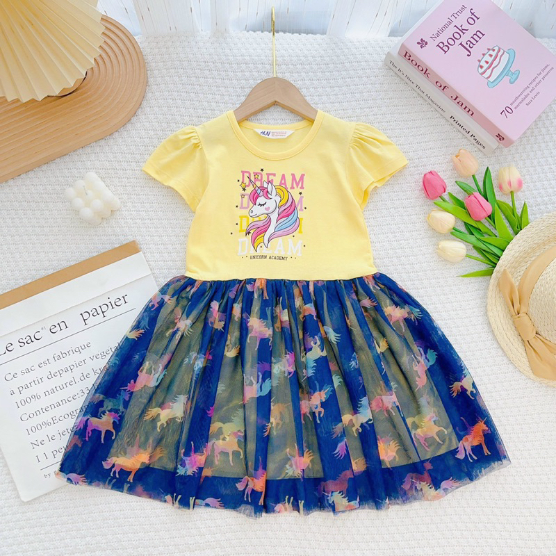 🎀 Đầm Công Chúa, Đầm Thun Cotton Phối Voan Xinh Xắn