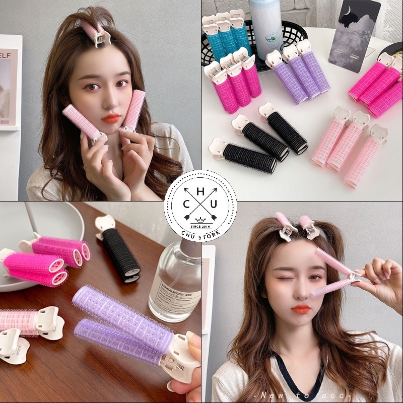 Lô Cuốn Tóc Kẹp Cố Định Tóc Mái, Tóc Mái, Uốn Tóc Mái Xoăn Giả Bồng Bềnh Hàn Quốc Lõi Nhựa Siêu To Dài Chắc Chắn