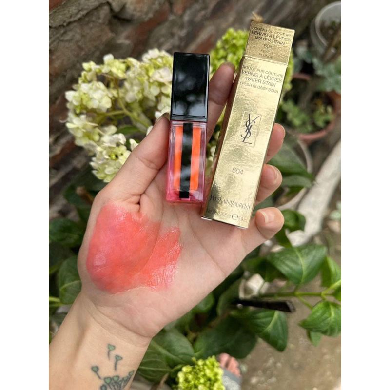 Son kem YSL Vernis a Levres Water Stain 604 fullsize fullbox.Tone cam đào