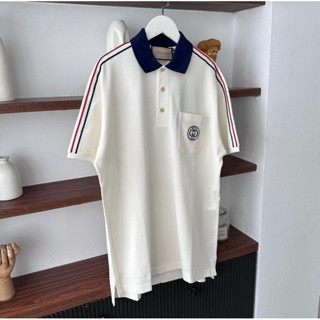 Áo thun polo tay lỡ form rộng nam nữ họa tiết gu chì thêu túi phối vai full tag mác chất cotton cá sấu cao cấp