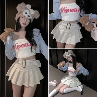 Chân váy Jean đuôi cá xếp li, Chân váy nữ, chân váy xếp ly có dây đai chất kaki nhiều màu size S M L