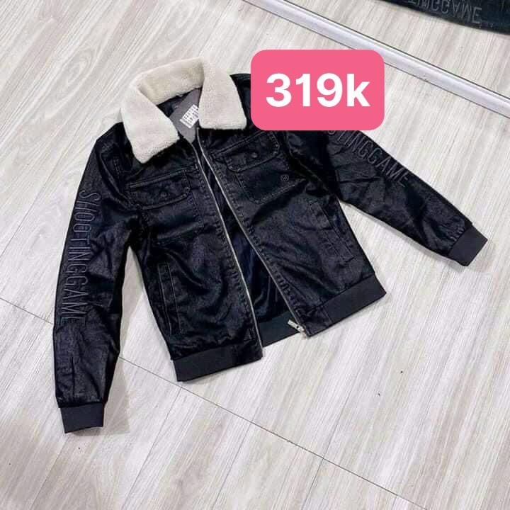 Áo Khoác Da Nhung Nam - Tay Thêu- Lót Lông