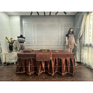 Ga/Drap phi lụa chần bông hoạ tiết Royal sang trọng cho giường spa, giường mi, vali phun xăm