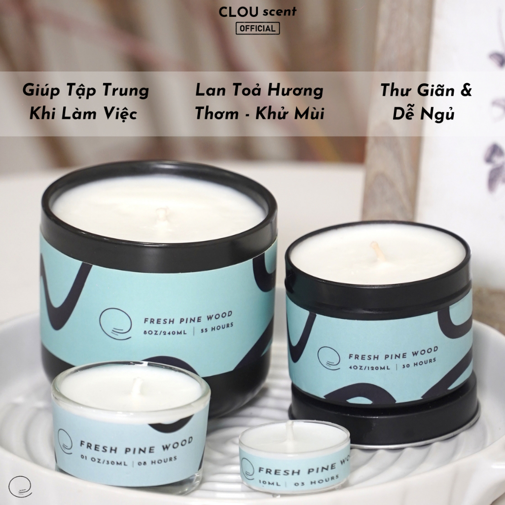 Nến Thơm Cao Cấp Fresh Pine Wood - CLOU scent - Size 10ml - Quà Tặng, Trang Trí, Thơm Phòng, Sáp Thơm