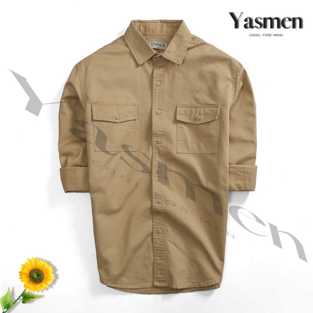 Áo Somi, Áo Sơ Mi Nam Tay Dài Kaki Trơn Bigsize  YASMEN, mã YAD200