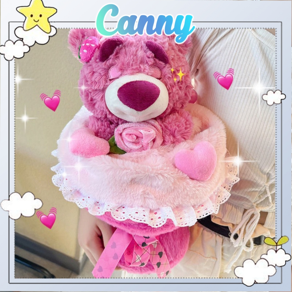 Bó hoa gấu dâu hồng dễ thương, bó hoa gấu bông, quà tặng 20/10 cho bạn gái