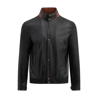 Áo da nam ftt leather da bò cổ cao lồng 2 lớp phối màu ấm ấp - mã ad801