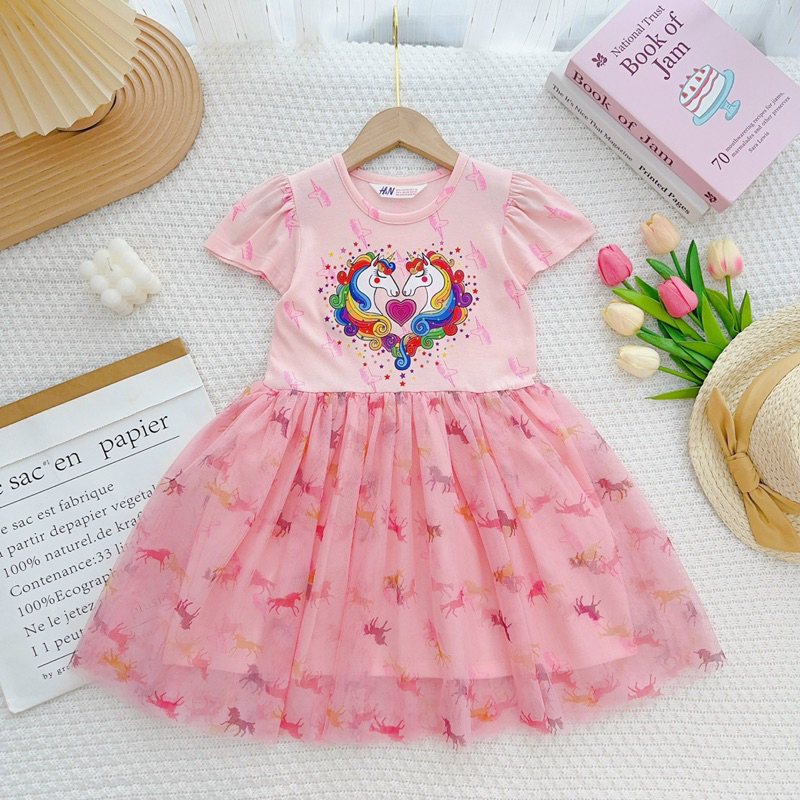 🎀 Đầm Công Chúa, Đầm Thun Cotton Phối Voan Xinh Xắn