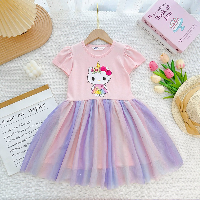 🎀 Đầm Công Chúa, Đầm Thun Cotton Phối Voan Xinh Xắn