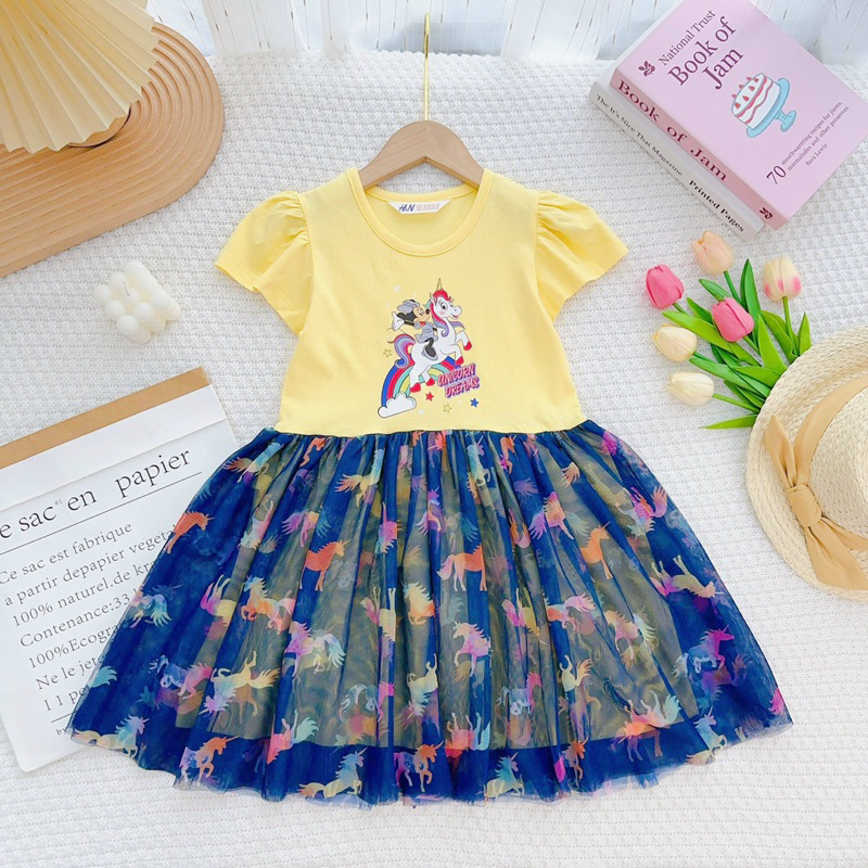 🎀 Đầm Công Chúa, Đầm Thun Cotton Phối Voan Xinh Xắn