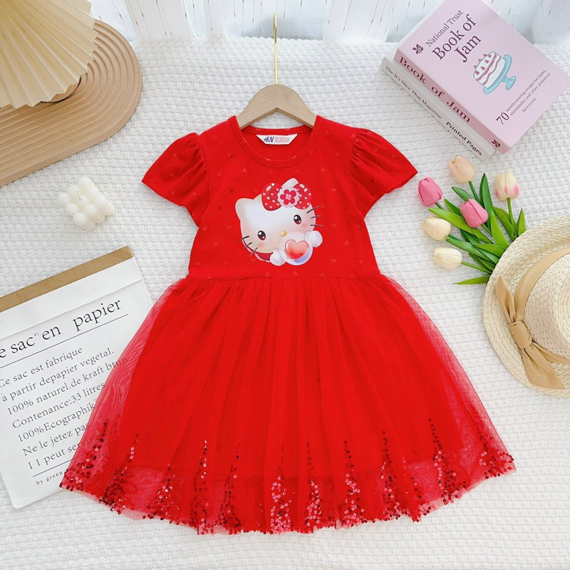 🎀 Đầm Công Chúa, Đầm Thun Cotton Phối Voan Xinh Xắn