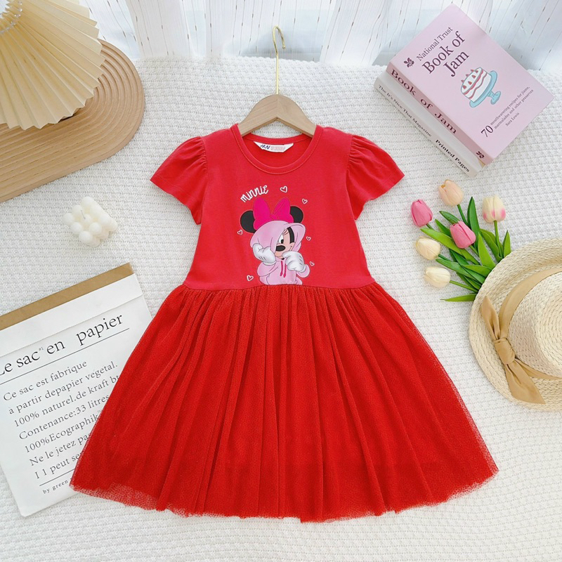 🎀 Đầm Công Chúa, Đầm Thun Cotton Phối Voan Xinh Xắn
