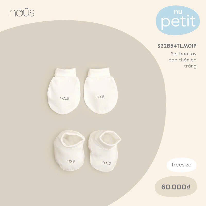 Nous-body sơ sinh liền tất đóng hộp cao cấp size newborn, 0/3m, 3/6m