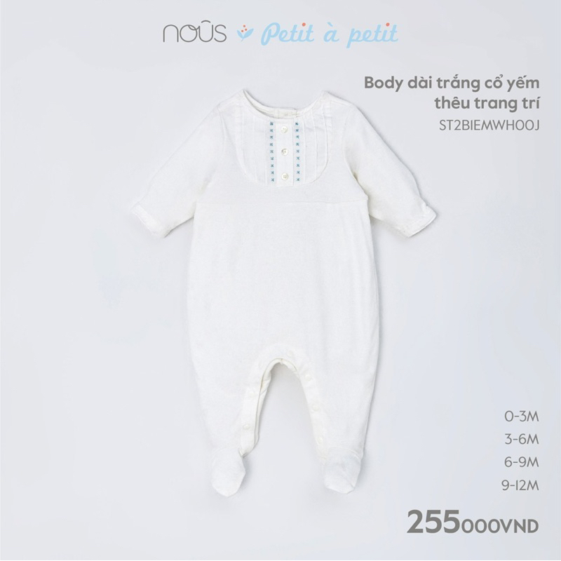 Nous-body sơ sinh liền tất đóng hộp cao cấp size newborn, 0/3m, 3/6m