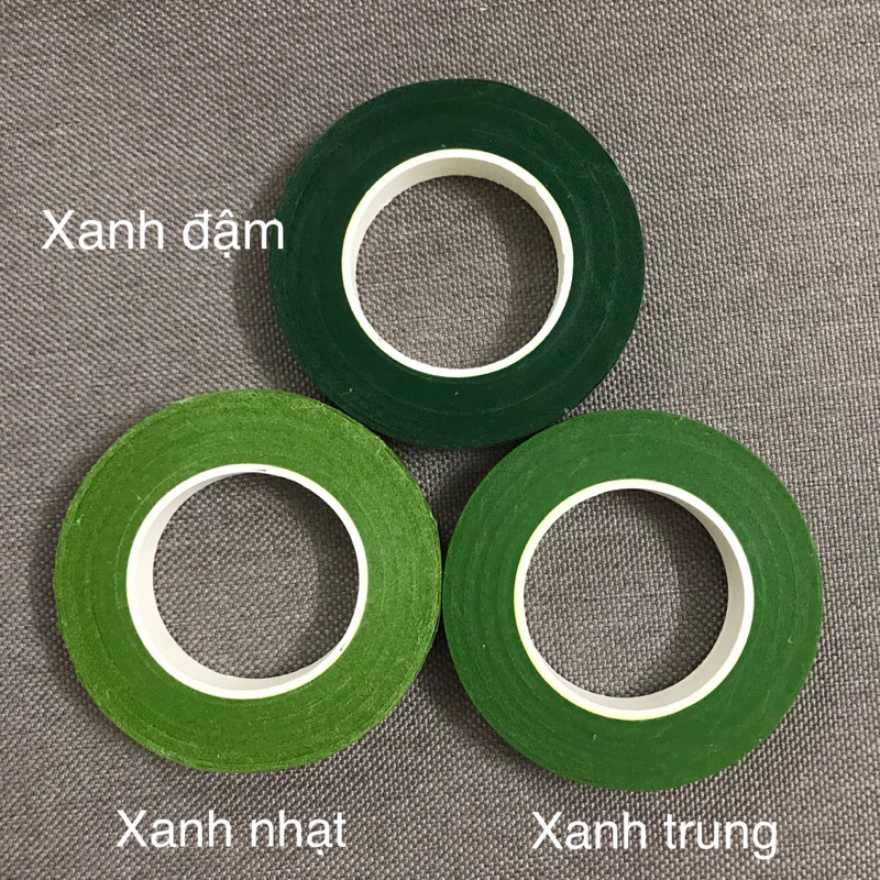 Băng dính giấy xanh quấn cành hoa handmade