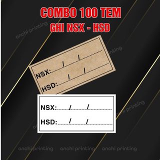 Combo 100 tem dán ghi Ngày sản xuất - Hạn sủ dụng dán bao bì sản phẩm chất liệu Decal có sẵn keo, cắt thành phẩm