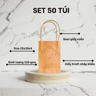 Túi giấy kraft size 15x10x4 trơn, giấy dày dặn định lượng 170 gsm, đựng son, mỹ phẩm