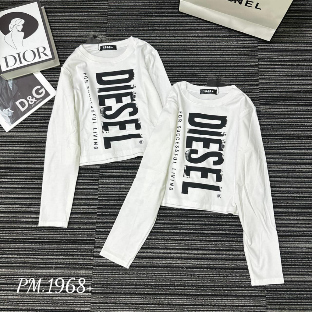 Áo phông zip in chữ croptop dài tay 2 màu