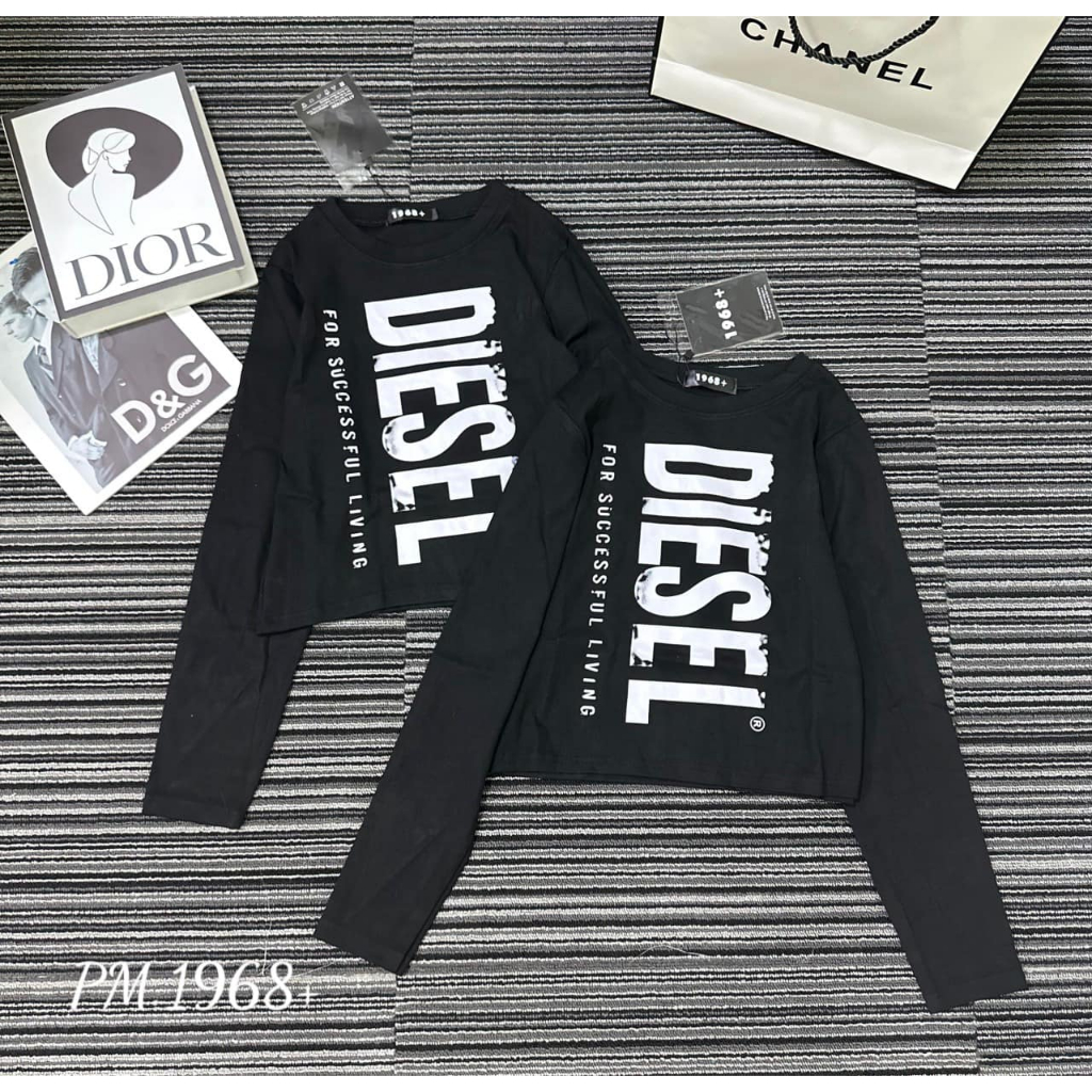 Áo phông zip in chữ croptop dài tay 2 màu