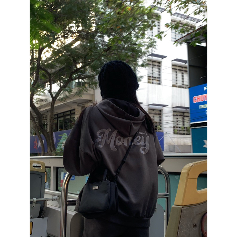 Áo hoodie oversize 💸 FREESHIP 💸 da lộn MONEY | Unisex nam nữ FIT 40-75kg