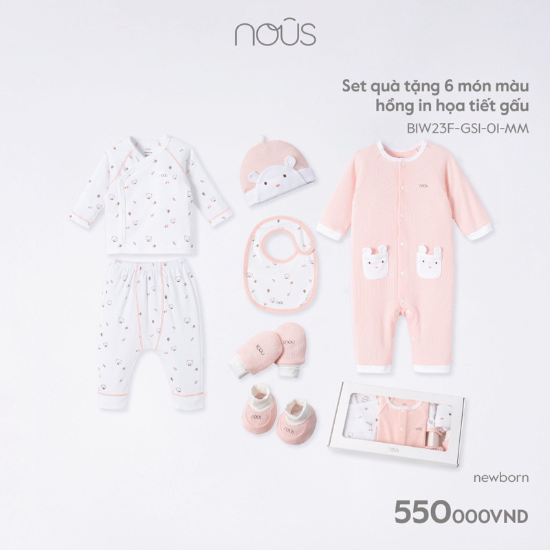 Nous-Set tăng sơ sinh BÉ TRAI cao cấp 6 chi tiết size newborn