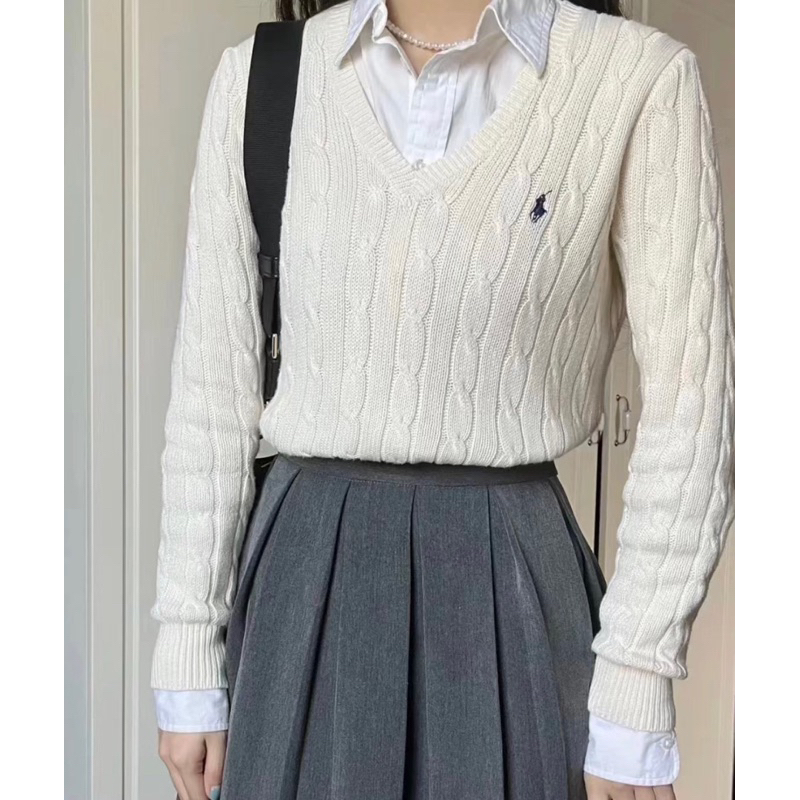 Áo len cổ V thương hiệu Ralph Lauren dành cho nữ