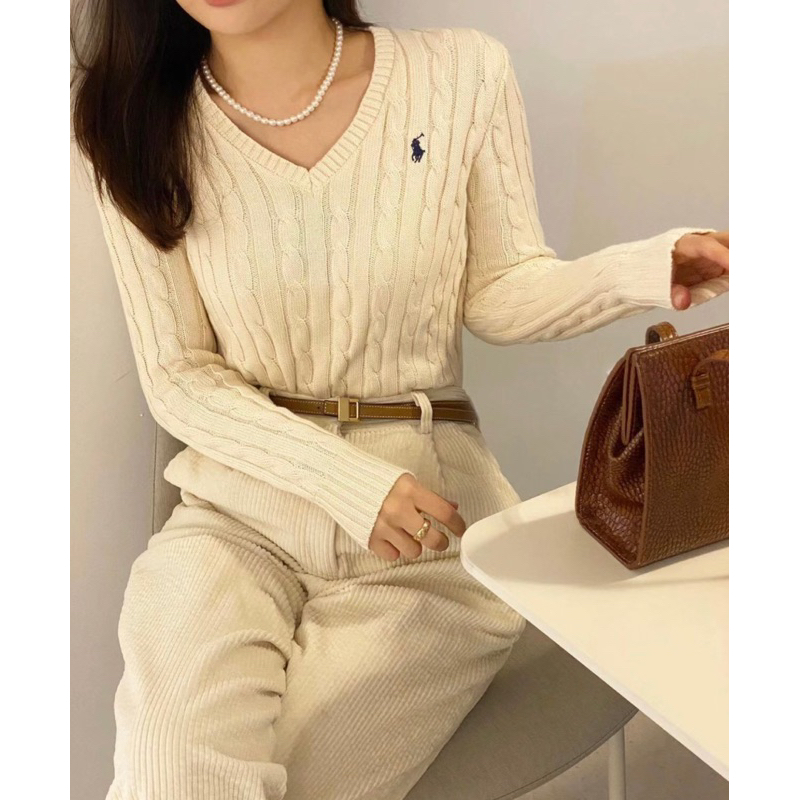 Áo len cổ V thương hiệu Ralph Lauren dành cho nữ