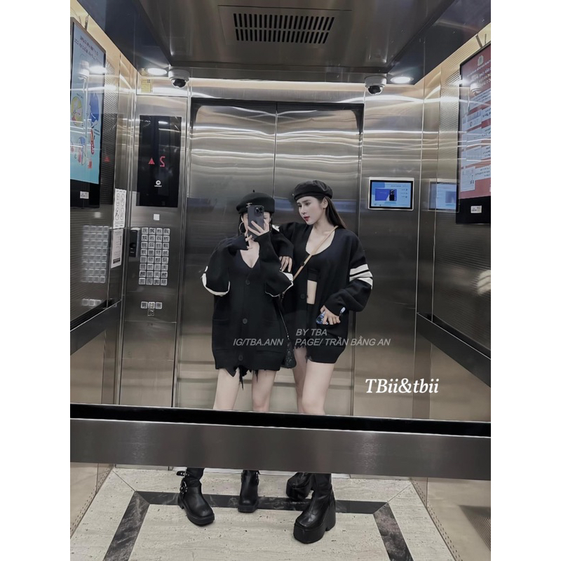 Áo len nữ cadigan tay sọc siêu xinh