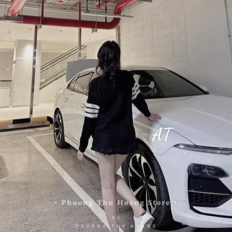 Áo len nữ cadigan tay sọc siêu xinh