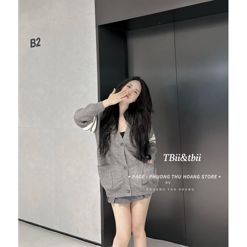 Áo len nữ cadigan tay sọc siêu xinh