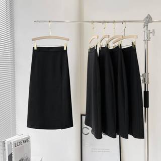 [HÀNG THIẾT KẾ CAO CẤP] Chân Váy Midi Đen Xẻ Tà Công Sở / Đi Tiệc Sang Trọng