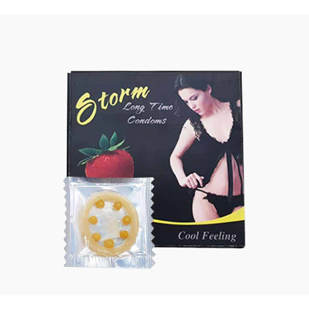 Bao cao su hương dâu Storm 7 bi gai, Siêu kích thích, mỏng, kéo dài thời gian.