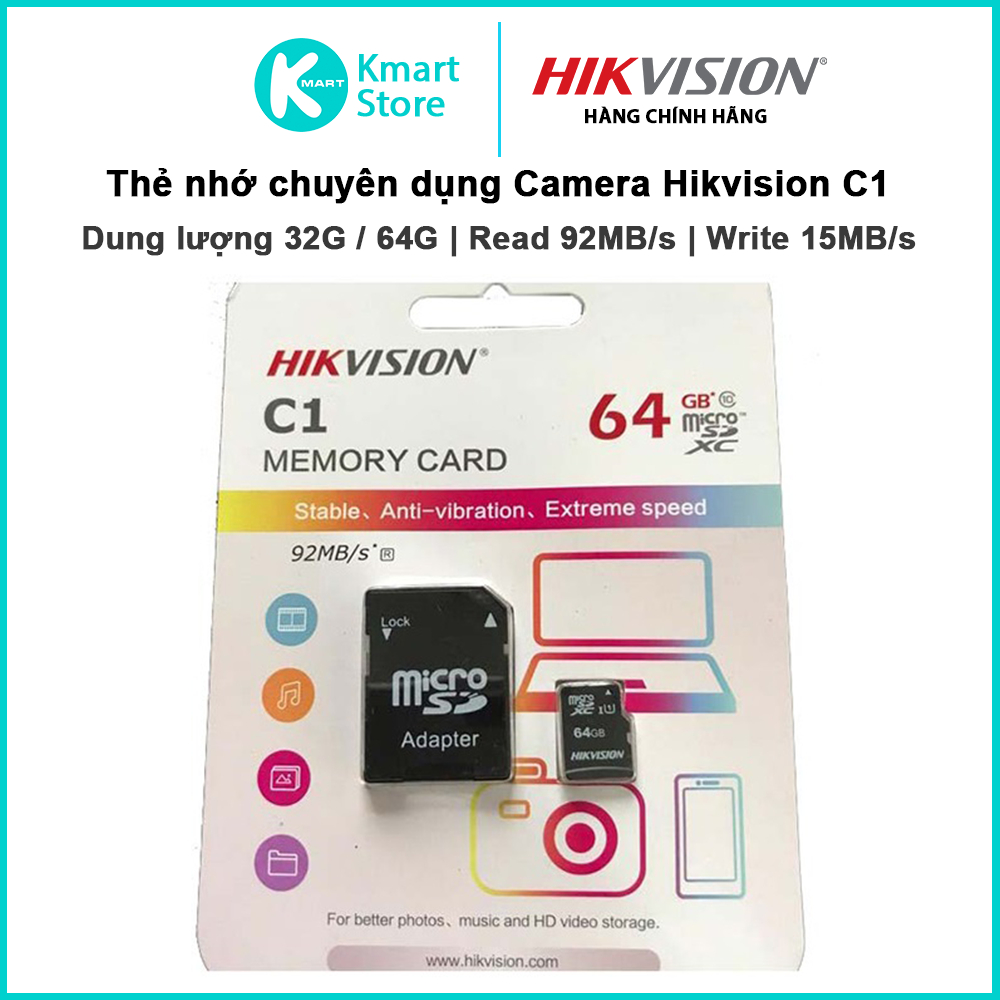 Thẻ nhớ HIKVISION C1 chuyên Camera 32GB / 64GB - Hàng Chính Hãng