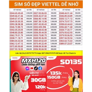 SIM SỐ ĐẸP VIETTEL CẶP GÁNH,SIM NGHE GỌI VÀ LÊN MẠNG MIỄN PHÍ CHỈ TỪ 90.000Đ Đến 120.000Đ/1 Tháng