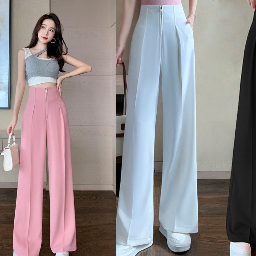 Quần ống rộng culottes cạp liền xuốt eo khóa trước chất cao cấp. Quần suông hack dáng cực HOTT | BigBuy360 - bigbuy360.vn