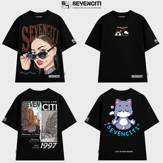Áo thun local brand chính hãng SEVENCITI 100% cotton cao cấp, áo phông form rộng tay lỡ unisex dày mịn, thoáng mát CB20
