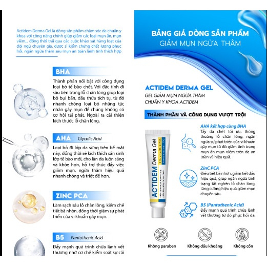 Gel giảm mụn và dưỡng ẩm da ACTIDEM Derma Gel 18g