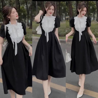 (SHOP TÁO ĐỎ BIGSIZE 50KG ĐẾN 90KG ) đầm dài màu đen sang trọng, phong cách công chúa