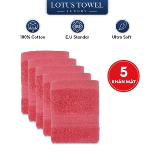 Bộ 5 khăn mặt 30x50cm châu âu lotus, 100% cotton mềm mịn thấm hút không ra màu