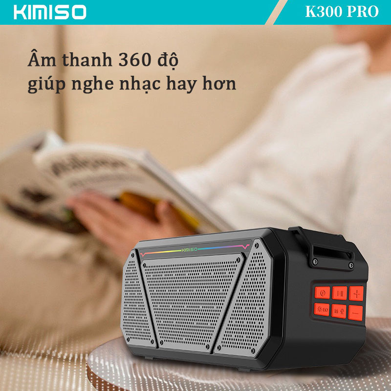 Loa bluetooth karaoke Kimiso K300 kèm 1 micro không dây xách tay công xuất 20W âm thanh trầm ấm bass căng Techzone Mall