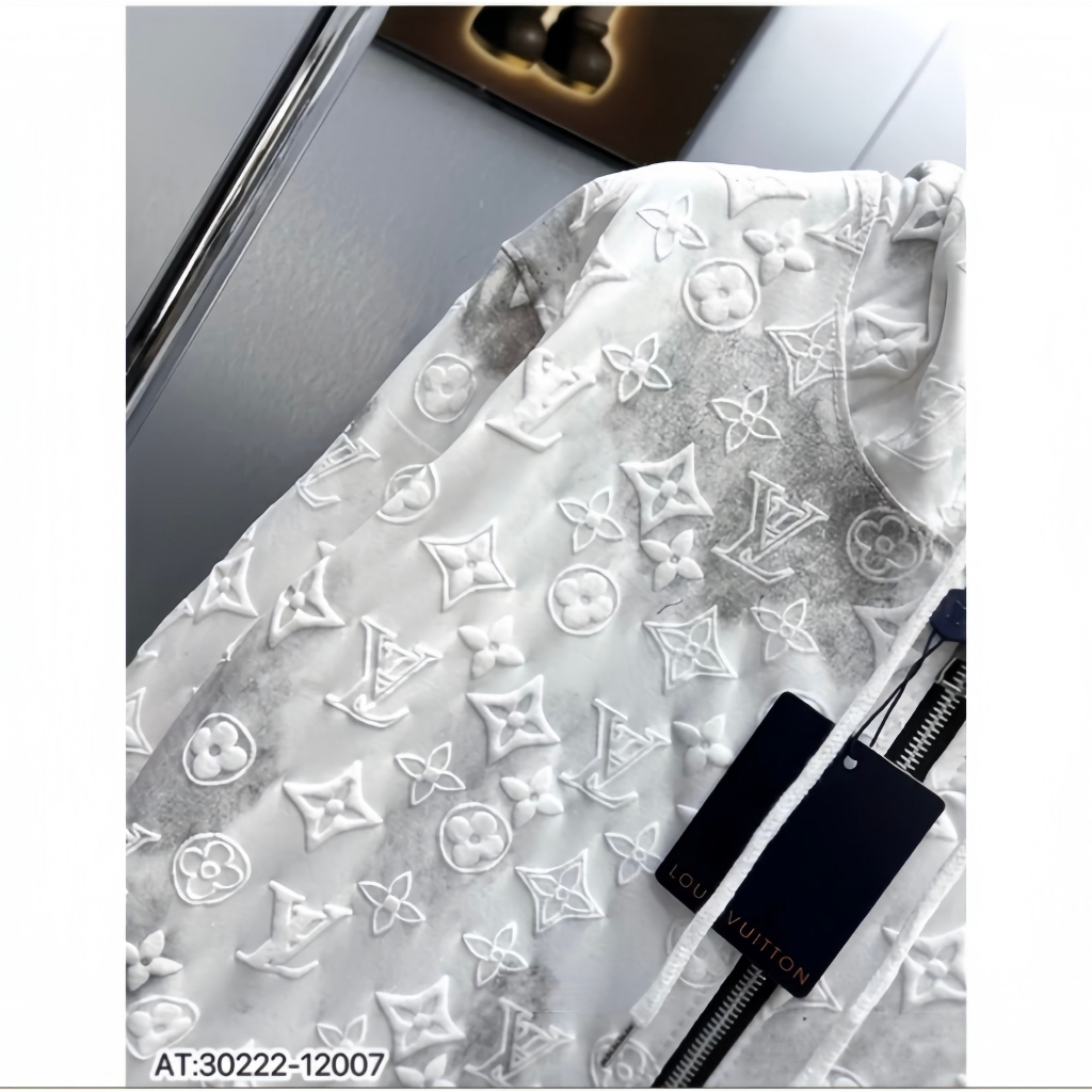 Áo Khoác Hoodie L.V Dập Nổi Có Khóa , Áo Khoác Zip Nam Nữ Cap Cấp Hình In Dày Dặn Phong Cách Cháy Phố