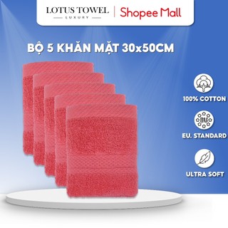 Bộ 5 khăn mặt lotus towel 30x50cm 100% cotton cao cấp mềm mịn thấm hút không ra màu