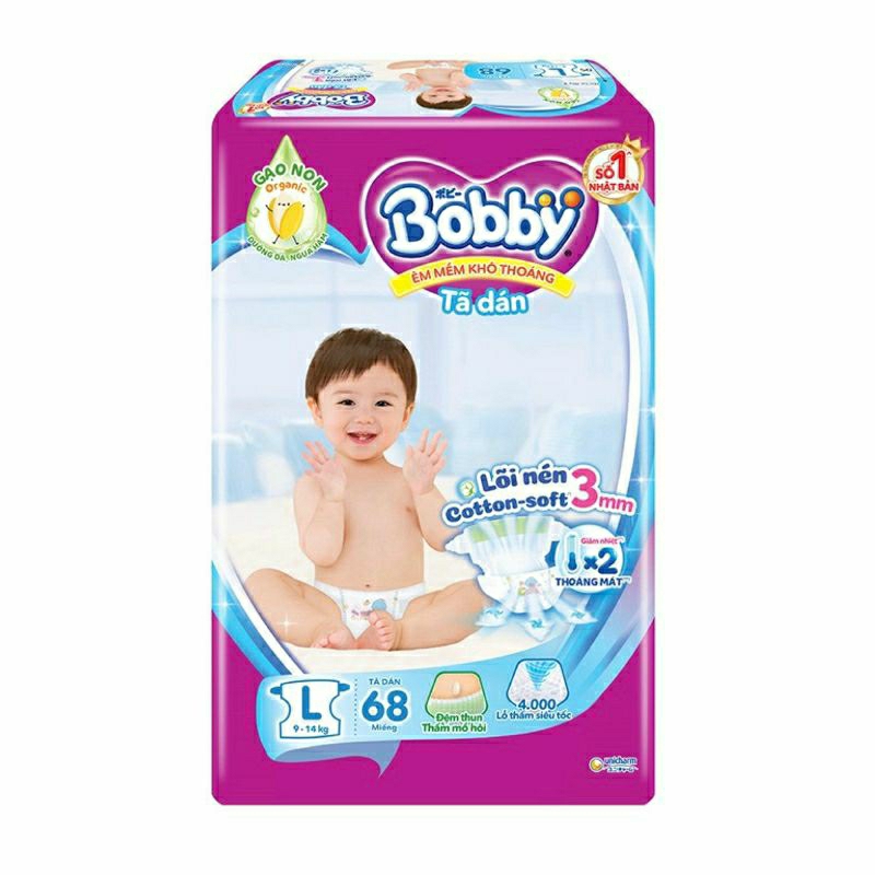 《HCM》TẶNG 8 MIẾNG + XE BỒN 👉Tã quần / Tã dán Bobby siêu mỏng S80+2 / M76+8 / L68+8 / XL 62+8 / XXL56+8