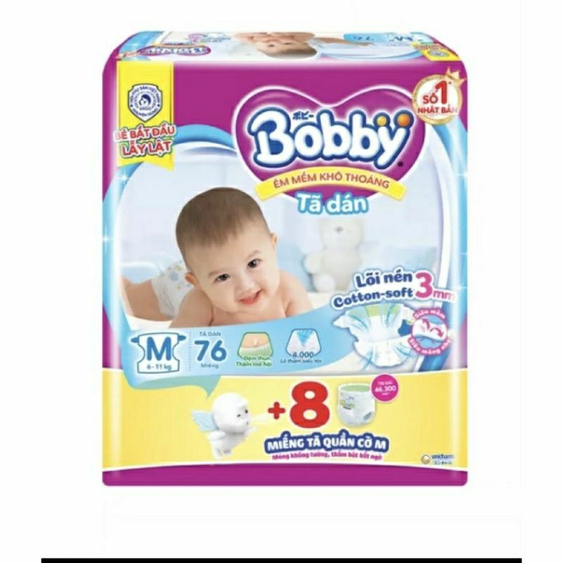 《HCM》TẶNG 8 MIẾNG + XE BỒN 👉Tã quần / Tã dán Bobby siêu mỏng S80+2 / M76+8 / L68+8 / XL 62+8 / XXL56+8