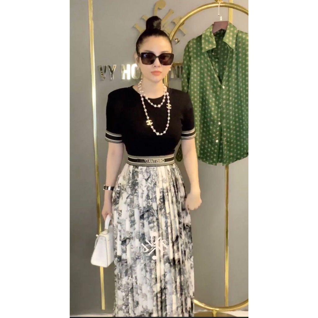 Váy thiết kế áo liền chân váy xếp ly K40