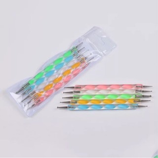 Set 5 cây cọ chấm bi 2 đầu - Bút chấm bi vẽ nail 2 đầu chuyên dụng