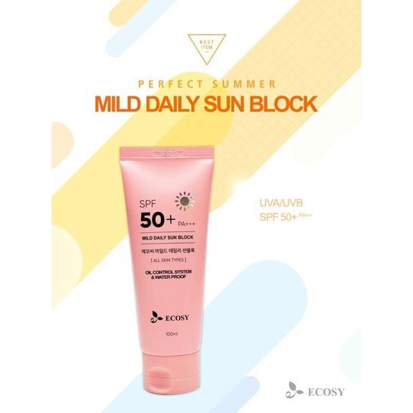 Kem chống nắng Kiềm Dầu và Chống Thấm Nước Ecosy Mild Daily 100ml