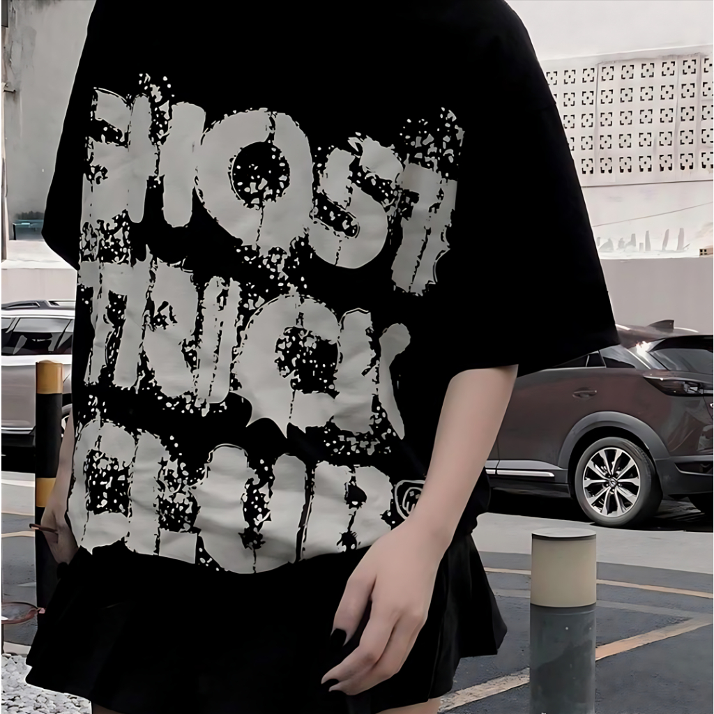 Áo thun nữ unisex NELLY - MIR form dáng rộng tay lỡ ghost break