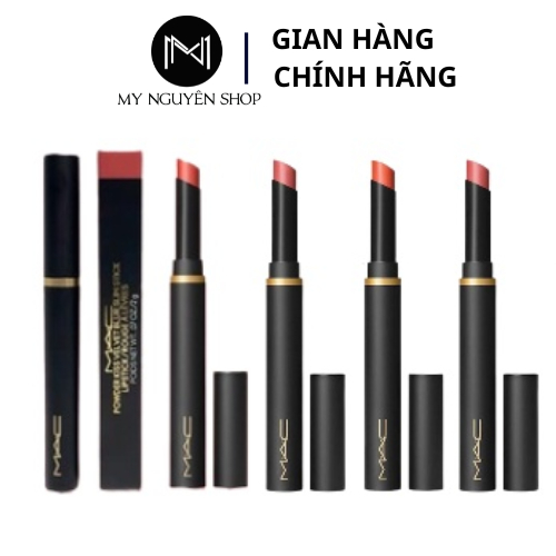 Son MAC Powder Kiss Velvet Blur Slim Stick Lipstick - 875 Devoted To Danger ( Màu Đỏ Cam )