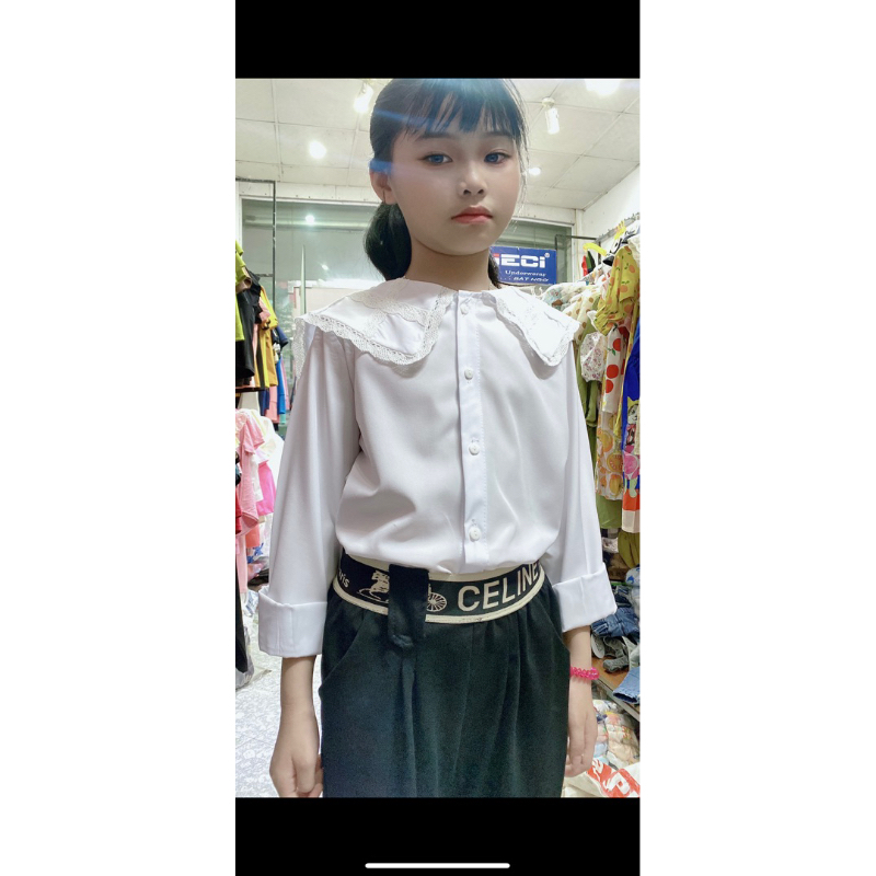 Áo sơmi bé gái, áo sơmi cho bé gái cổ sen chất liệu cao cấp đủ size cho bé 25-35kg Trang Xô Kids